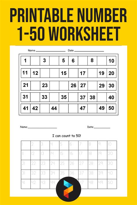 Printable Numbers 1 To 50 Worksheets