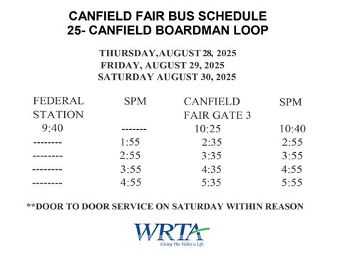 Printable Ny State Fair Bus Schedule