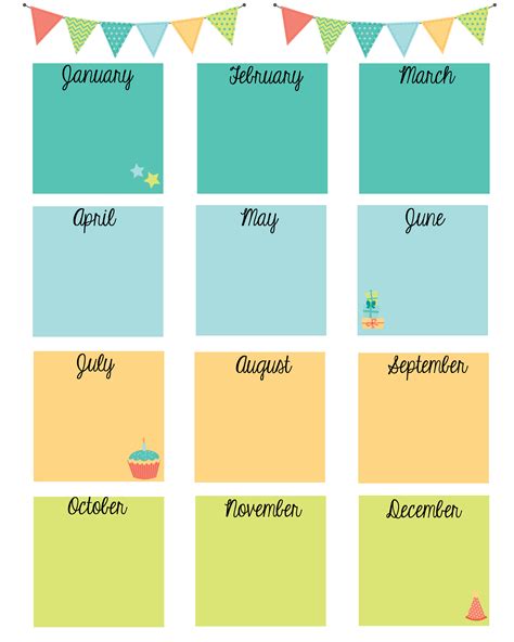 Printable Office Birthday Calendar