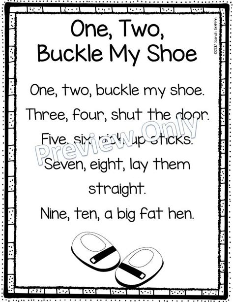 Printable One Two Buckle My Shoe