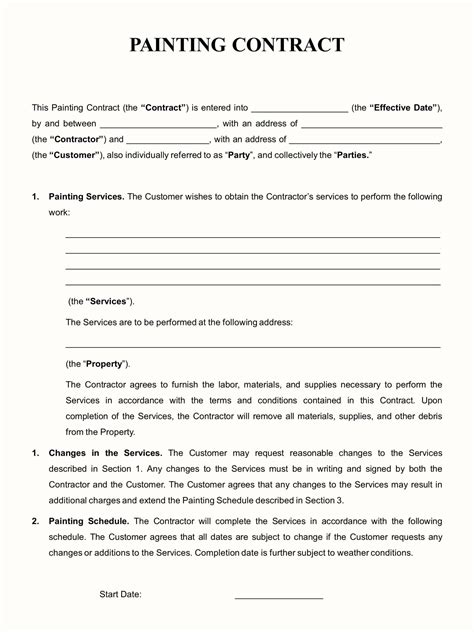 Printable Painting Contract Template