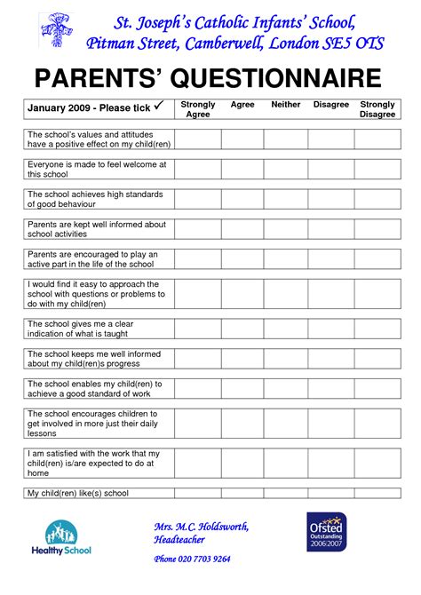 Printable Parenting Style Questionnaire