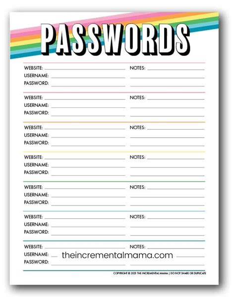 Printable Password Keeper