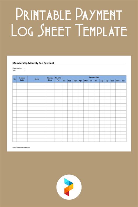 Printable Payment Log