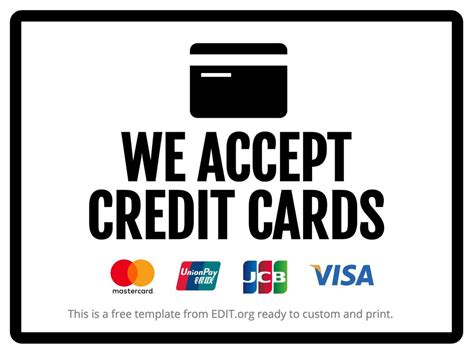 Printable Payments Accepted Sign