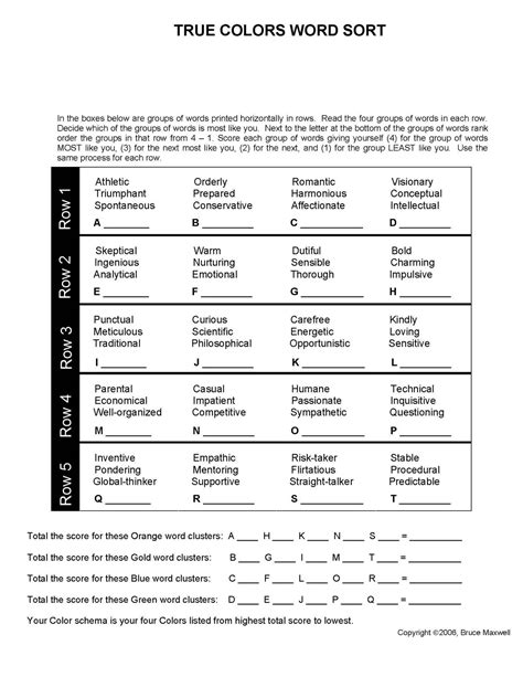 Printable Personality Tests For Team Building