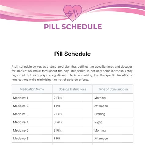 Printable Pill Schedule