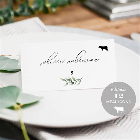 Printable Place Cards For Dinner Party