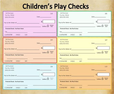 Printable Play Checkbook