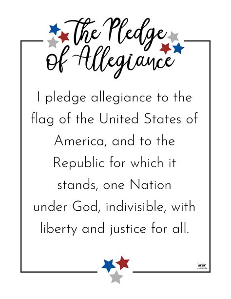 Printable Pledge Of Allegiance