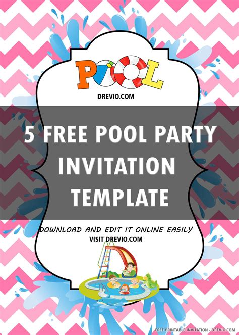 Printable Pool Party Birthday Invitations