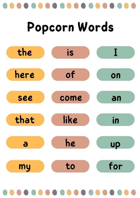Printable Popcorn Words