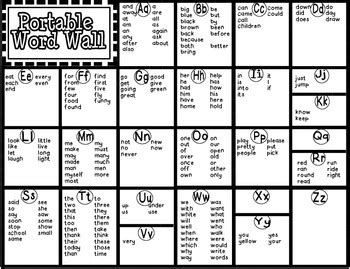 Printable Portable Word Wall Template