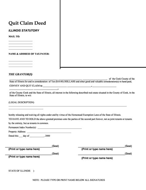 Printable Quit Claim Deed Form