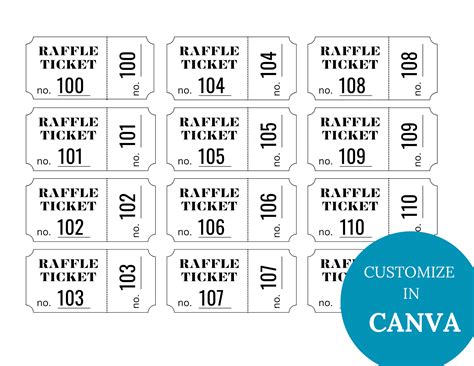 Printable Raffle Tickets 1-100