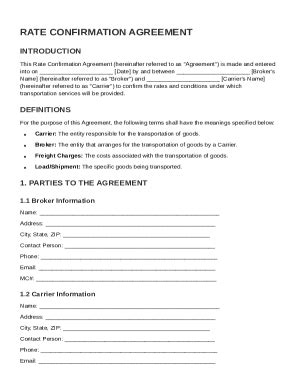 Printable Rate Confirmation - Fill Online, Printable, Fillable, Blank | pdfFiller
