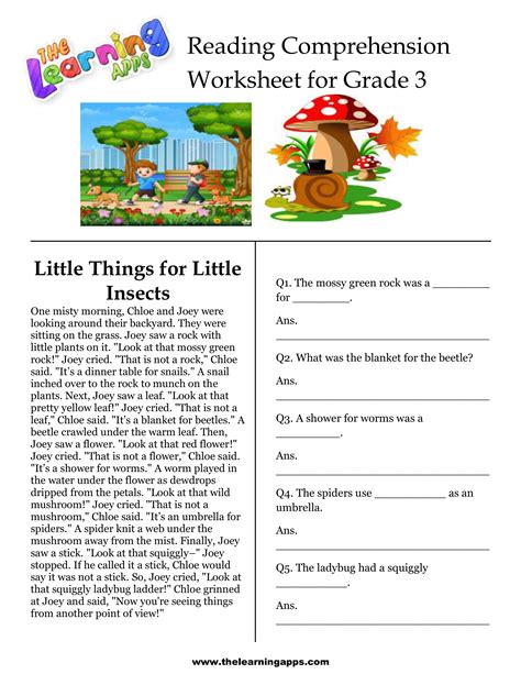 Printable Reading Worksheets For 3rd Grade