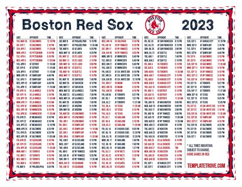 Printable Red Sox Schedule 2024