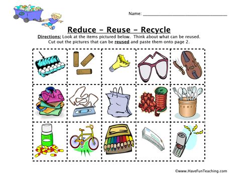 Printable Reduce Reuse Recycle Worksheets