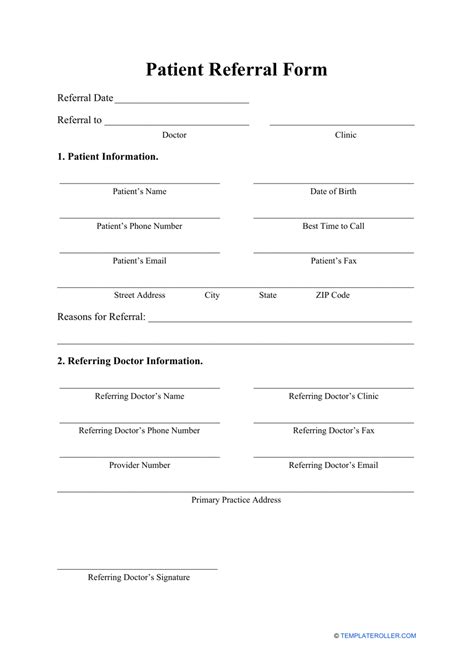 Printable Referral Form Template