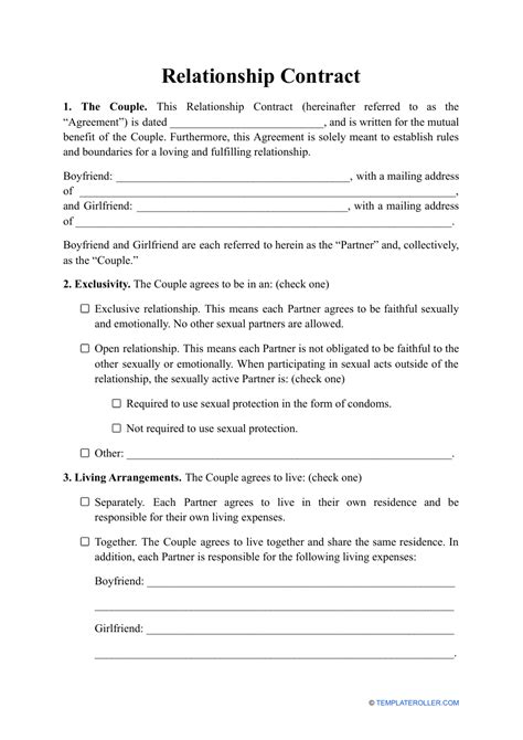 Printable Relationship Contract