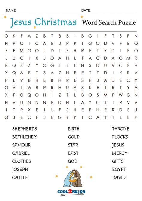 Printable Religious Christmas Word Search