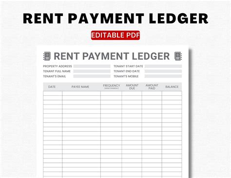 Printable Rent Payment Ledger