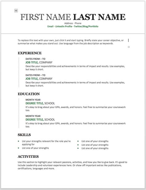 Printable Resume Format Free