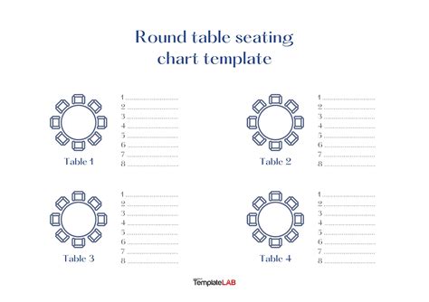 Printable Round Table Seating Chart Template