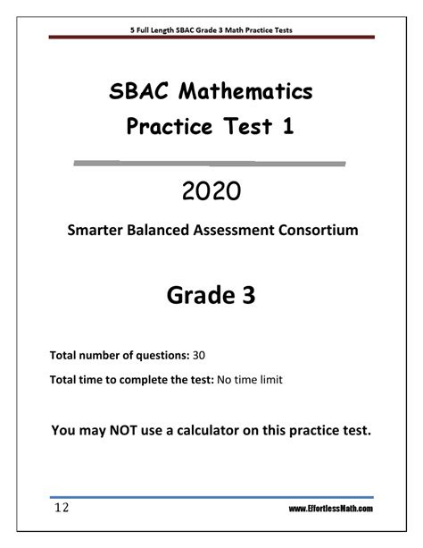 Printable Sbac Practice Test
