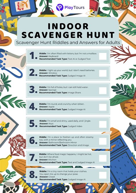 Printable Scavenger Hunt Riddles For Adults
