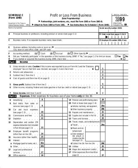 Printable Schedule C Form