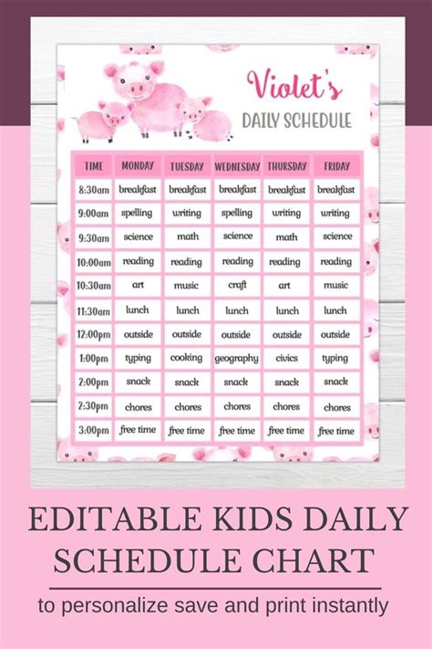 Printable Schedule Chart