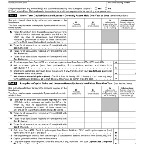 Printable Schedule D Form