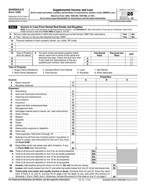 Printable Schedule E Tax Form