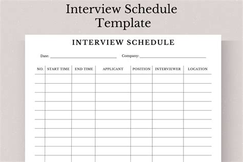 Printable Schedule For Job Interview