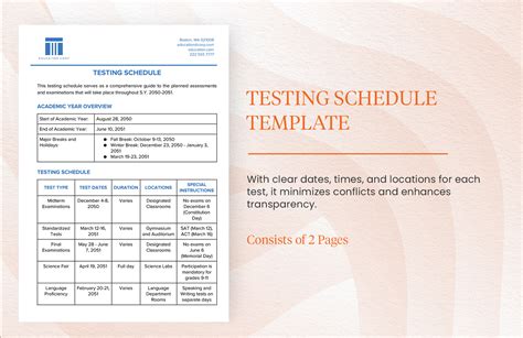 Printable Schedule For Testing Printable Schedule