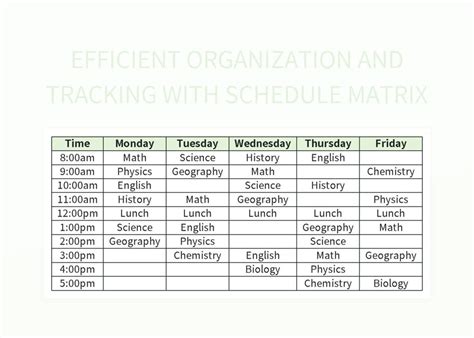 Printable Schedule Matrix