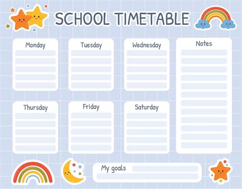 Printable School Schedule For Children With Charge