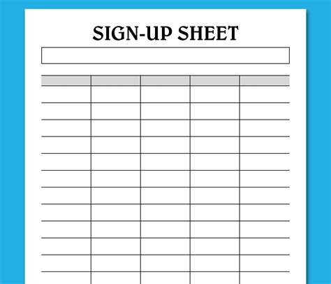 Printable Sign Up Sheets