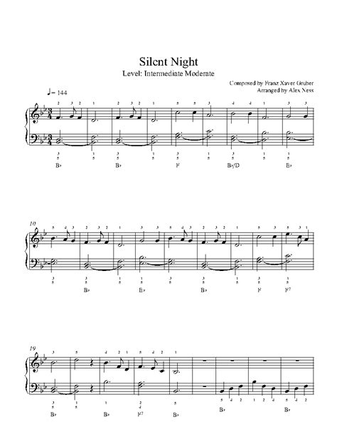 Printable Silent Night Piano Sheet Music