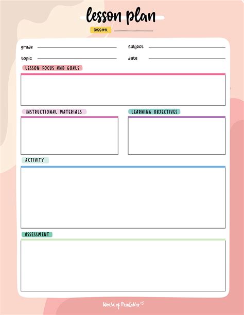 Printable Simple Lesson Plan Template