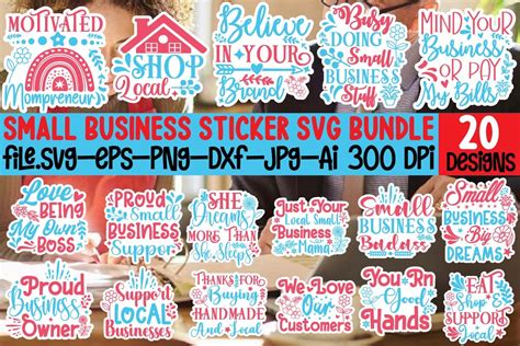 Download Printable Small Business Sticker Bundle Silhouette DXF Files
