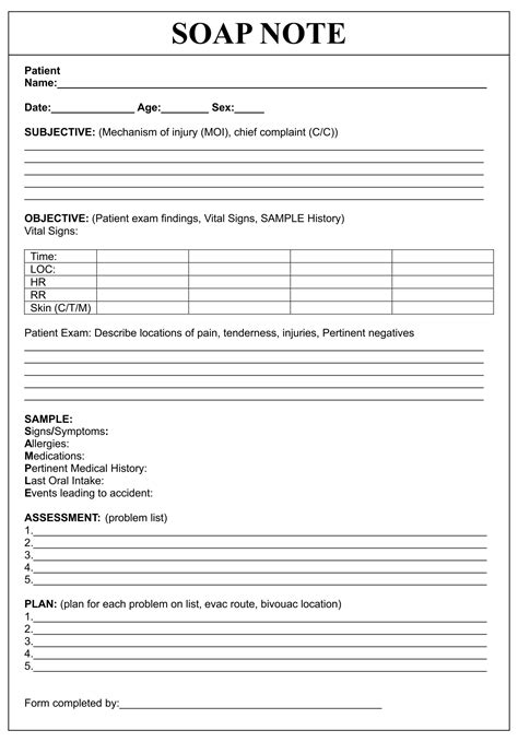 Printable Soap Note Template Pdf