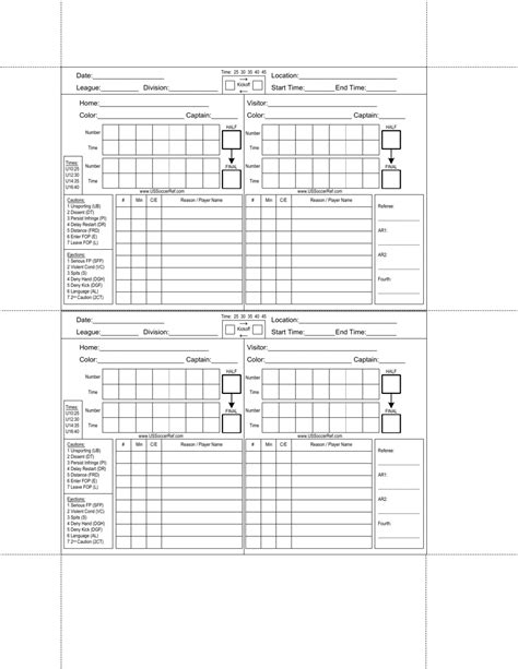 Printable Soccer Score Sheet Pdf