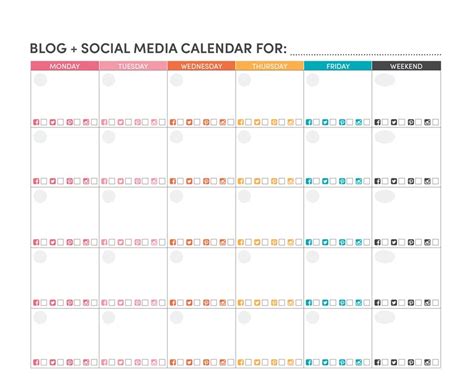 Printable Social Media Calendar