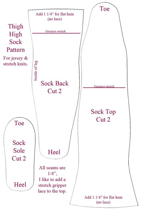 Printable Sock Sewing Pattern