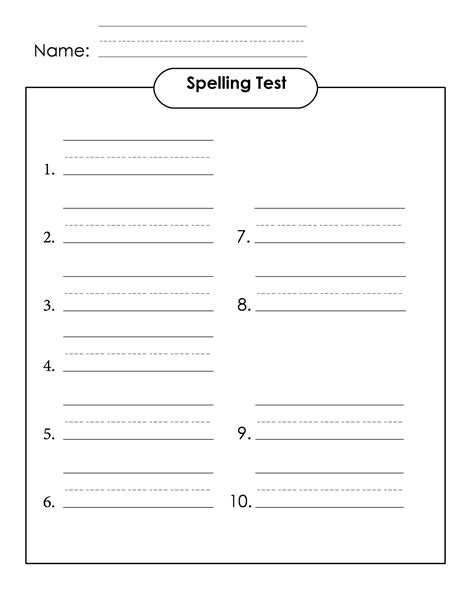 Printable Spelling Practice Template