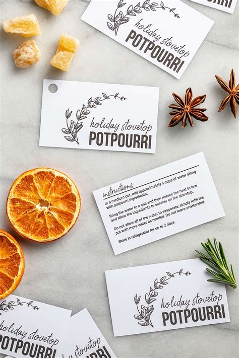 Printable Stove Top Potpourri Tags