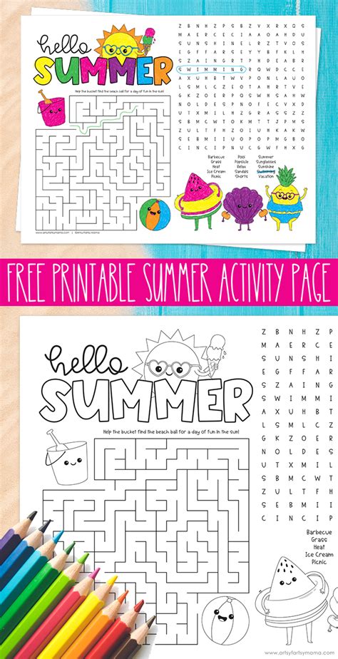 Printable Summer Activity Sheets